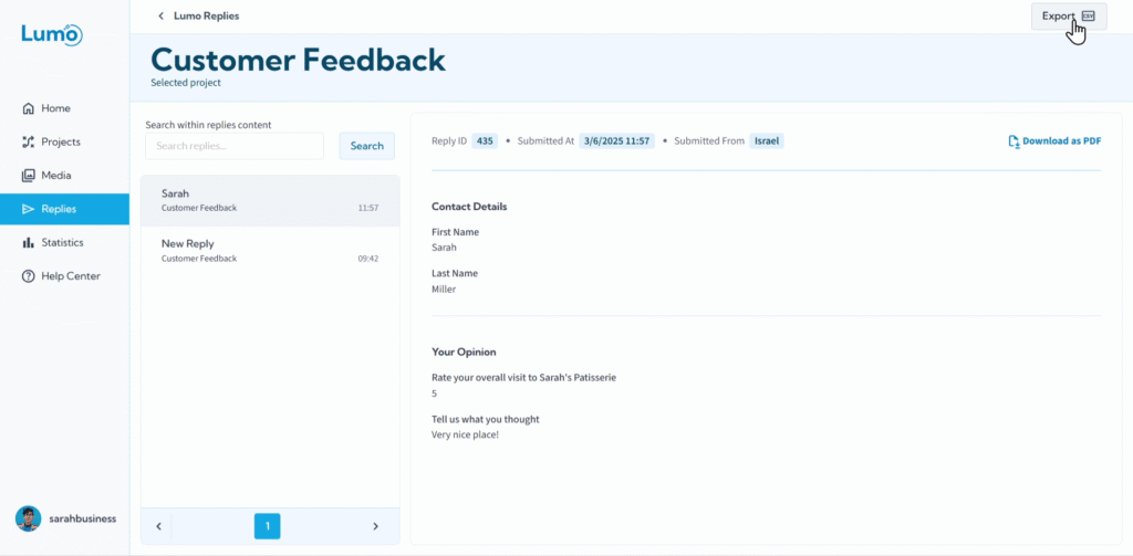 Illustration for LumoPages Help: Exporting Response Data (CSV)
