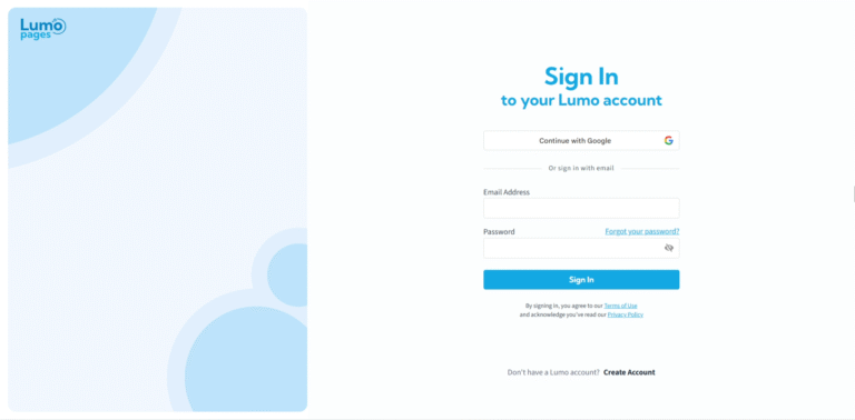 Illustration for LumoPages Help: Logging In to Your Account