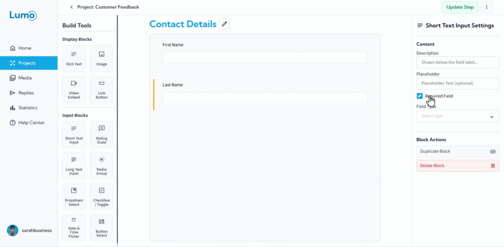 Illustration for LumoPages Help: Marking Fields as Required