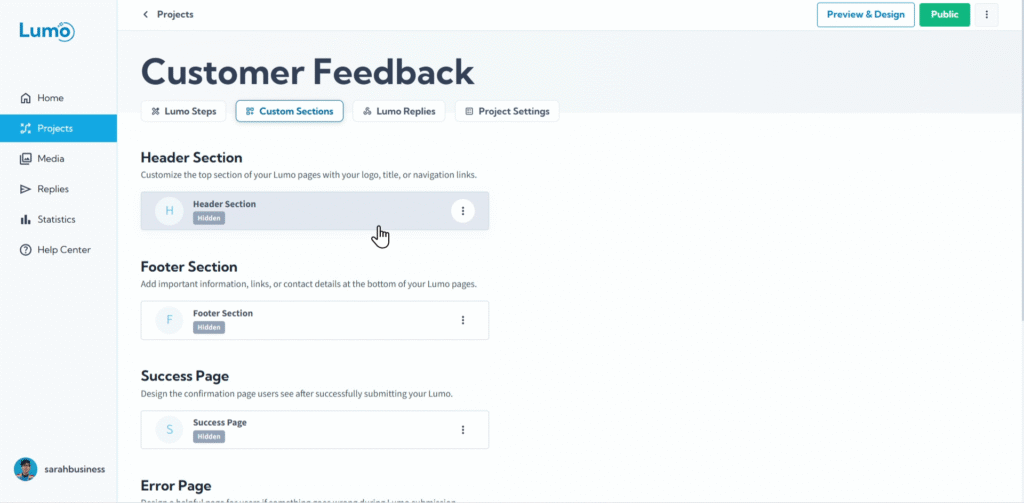 Illustration for LumoPages Help: Setting Up a Project Header